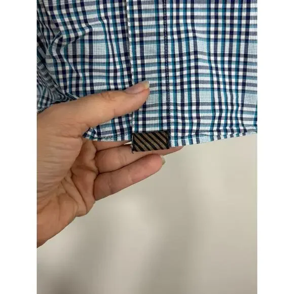 Billy Reid Mens Medium Standard Cut Button Down Blue Multi Plaid Shirt Italy - Picture 7 of 12